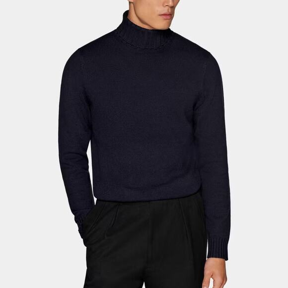 Suit Supply Black Cashmere Silk Turtleneck Sweater Size L - Picture 1 of 5